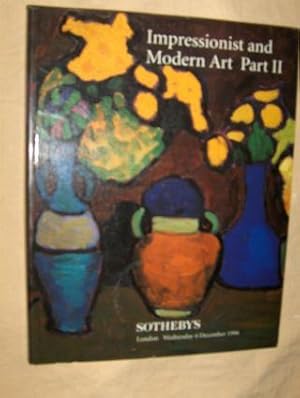 SOTHEBY`S IMPRESSIONIST AND MODERN ART PART II *. London, 4 December 1996.