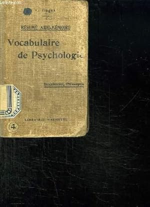 Bild des Verkufers fr RESUME AIDE MEMOIRE. VOCABULAIRE DE PSYCHOLOGIE. BACCALAUREAT PHILOPHIE. zum Verkauf von Le-Livre