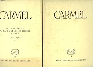 Bild des Verkufers fr CARMEL ANNEE 1962 COMPLETE EN 4 FASCICULES. LITURGIE DU CAREME ET ITINERAIRE CARMELITAIN. TROIS ETAPES DE L AMOUR. VISION OU APPARITION. LES FRUITS SPIRITUELS DU CONCILE DE TRENTE. zum Verkauf von Le-Livre