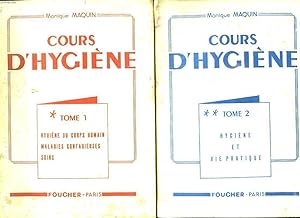 Seller image for 2 TOMES. COURS D HYGIENE. TOME 1: HYGIENE DU CORP HUMAIN, MALADIES CONTAGIEUSES, SOINS. TOME 2: HYGIENE ET VIE PRATIQUE. for sale by Le-Livre