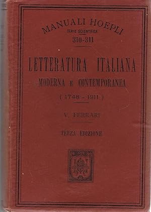 Bild des Verkufers fr LETTERATURA ITALIANA MODERNA E CONTEMPORANEA (1748 - 1911) zum Verkauf von Librera Torren de Rueda