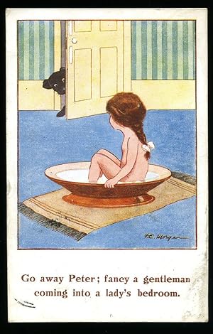 Imagen del vendedor de Comic Colour Illustrated Postcard with the Caption Saying 'Go away Peter; fancy a gentleman coming into a lady's bedroom' a la venta por Little Stour Books PBFA Member