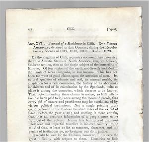 Seller image for Journal Of A Residence In Chili by A Young American Detained In That Country During The Revolutionary Scenes Of 1817 - 18 - 19, Book Review for sale by Legacy Books II