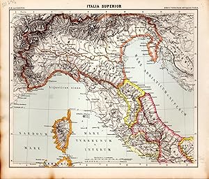 Image du vendeur pour MAP: "Italia Superior" (Northern Italy).from Orbis Terrarum Antiquus I Scholarum Usum Descriptus mis en vente par Dorley House Books, Inc.
