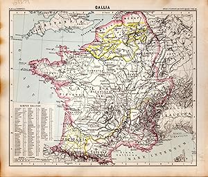 Image du vendeur pour MAP: "Gallia".from Orbis Terrarum Antiquus I Scholarum Usum Descriptus mis en vente par Dorley House Books, Inc.