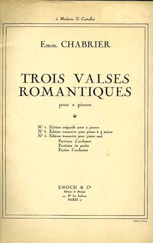 Seller image for TROIS VALSES ROMANTIQUES pour 2 pianos (a Madame G. Costallat) for sale by OLD WORKING BOOKS & Bindery (Est. 1994)