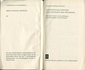 Bild des Verkufers fr Handbuch der Literatur der Geschichte der Philosophie. zum Verkauf von Antiquariat am Flughafen