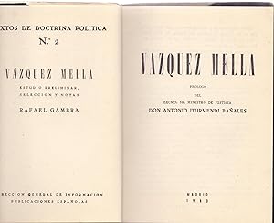 Seller image for TEXTOS DE DOCTRINA POLITICA, VAZQUEZ MELLA for sale by Libreria 7 Soles