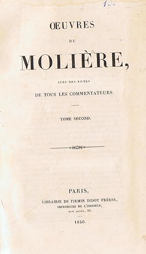 Image du vendeur pour OEUVRES DE MOLIRE. Tome 2. Avec des notes de tous les commentateurs. mis en vente par Librera Torren de Rueda