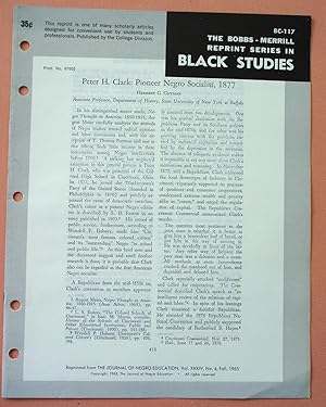 Seller image for PETER H. CLARK: PIONEER NEGRO SOCIALIST, 1877 (Bobbs-Merrill Reprint Series in Black Studies: BC-117) for sale by Cream Petal Goods