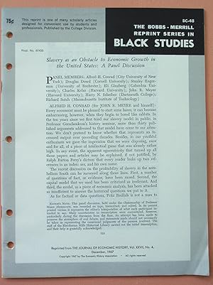 Imagen del vendedor de SLAVERY AS AN OBSTACLE TO ECONOMIC GROWTH IN THE UNITED STATES: A PANEL DISCUSSION (Bobbs-Merrill Reprint Series in Black Studies: BC-48) a la venta por Cream Petal Goods