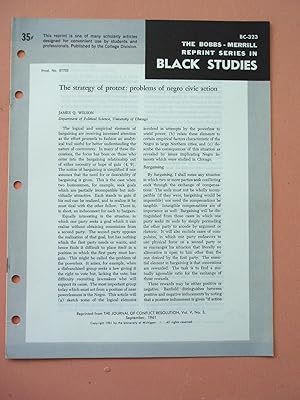 Image du vendeur pour THE STRATEGY OF PROTEST: PROBLEMS OF NEGRO CIVIC ACTION (Bobbs-Merrill Reprint Series in Black Studies: BC-323) mis en vente par Cream Petal Goods