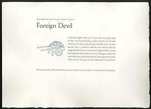 Bild des Verkufers fr [Broadside]: Excerpted from Wang Ping's novel Foreign Devil zum Verkauf von Between the Covers-Rare Books, Inc. ABAA