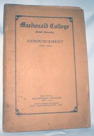 Macdonald College (McGill University) Fifth Announcement 1911-1912