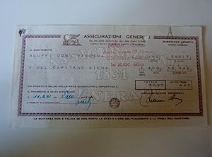 Immagine del venditore per Quietanza "ASSICURAZIONI GENERALI - SIENA" Anno 1961 venduto da Historia, Regnum et Nobilia