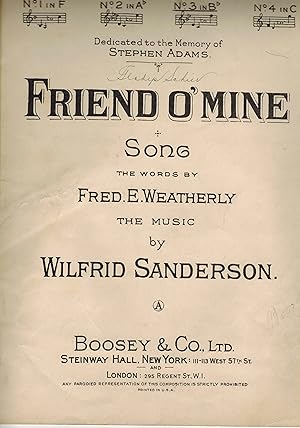 Friend O' Mine - Vintage Sheet Music