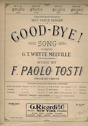 Seller image for Good-Bye! ( Good Bye ) Song - Vintage Sheet Music for sale by ! Turtle Creek Books  !