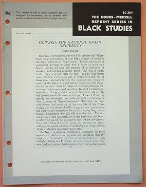 Image du vendeur pour HOWARD: THE NATIONAL NEGRO UNIVERSITY (Bobbs-Merrill Reprint Series in Black Studies: BC-204) mis en vente par Cream Petal Goods