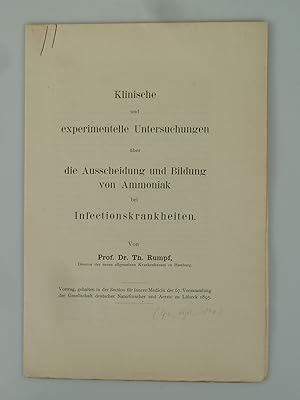 Image du vendeur pour Klinische und experimentelle Untersuchungen ber die Ausscheidung und Bildung von Ammoniak bei Infectionskrankheiten. mis en vente par Antiquariat Dorner