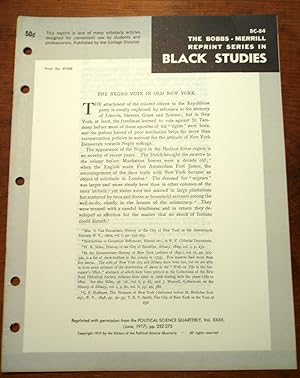 Seller image for THE NEGRO VOTE IN OLD NEW YORK (Bobbs-Merrill Reprint Series in Black Studies: BC-84) for sale by Cream Petal Goods