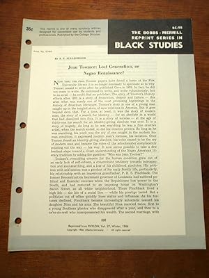Seller image for JEAN TOOMER: LOST GENERATION, OR NEGRO RENAISSANCE? (Bobbs-Merrill Reprint Series in Black Studies: BC-98) for sale by Cream Petal Goods