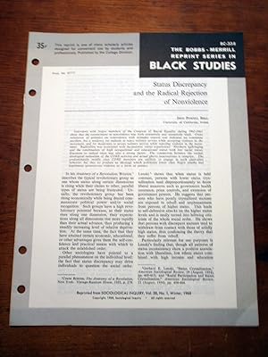 Immagine del venditore per STATUS DISCREPANCY AND THE RADICAL REJECTION OF NONVIOLENCE (Bobbs-Merrill Reprint Series in Black Studies: BC-338) venduto da Cream Petal Goods