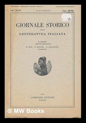 Bild des Verkufers fr Giornale Storico Della Letteratura Italiana. Vol. CXLVII - Anno LXXXVII - Fasc. 458-459 zum Verkauf von MW Books
