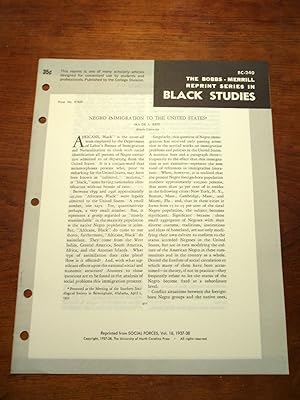 Image du vendeur pour NEGRO IMMIGRATION TO THE UNITED STATES (Bobbs-Merrill Reprint Series in Black Studies: BC-240) mis en vente par Cream Petal Goods