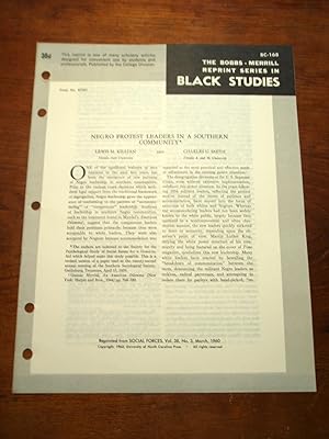 Seller image for NEGRO PROTEST LEADERS IN A SOUTHERN COMMUNITY (Bobbs-Merrill Reprint Series in Black Studies: BC-168) for sale by Cream Petal Goods