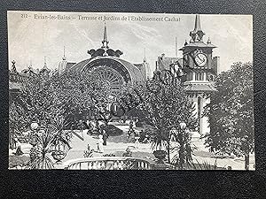 CARTE POSTALE-EVIAN LES BAINS-TERRASSE ET JARDINS DE L'ETABLISSEMENT CACHAT