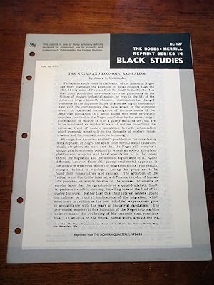 Seller image for THE NEGRO AND ECONOMIC RADICALISM (Bobbs-Merrill Reprint Series in Black Studies: BC-127) for sale by Cream Petal Goods