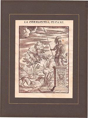 Immagine del venditore per La cornacchia, e'e cane (Die Krhe und der Hund). Altkolorierter Holzschnitt 1570 venduto da Versandantiquariat Rainer Kocherscheidt