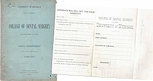 UNIVERSITY OF MICHIGAN ANN ARBOR COLLEGE OF DENTAL SURGERY Annual Announcement 1899-1900