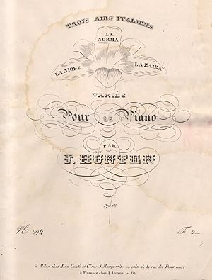 Seller image for NORMA (1831).Trascrizioni per Pianoforte sull'Opera di V.Bellini composte da F.Hnten (Op.65). Milano, Gio (Pl.n294). for sale by studio bibliografico pera s.a.s.