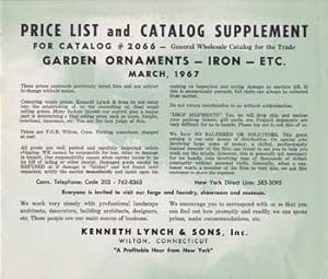 Seller image for Price List and Catalog Supplement for Catalog #2066: Garden Ornaments, Iron, Etc. March 1967. for sale by Wittenborn Art Books
