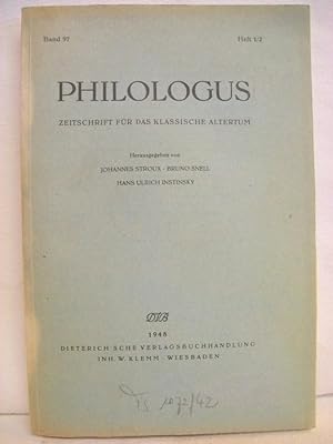 Immagine del venditore per Philologus. Zeitschrift fr das klassische Altertum. Bd. 97, Hefte 1/2. venduto da Antiquariat Bler