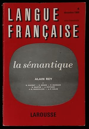 Immagine del venditore per LANGUE FRANCAISE : LA SEMANTIQUE. venduto da Librairie Franck LAUNAI