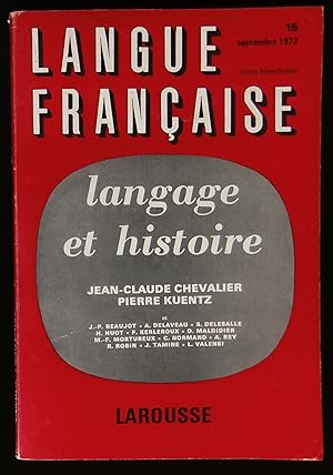 Bild des Verkufers fr LANGUE FRANCAISE : LANGAGE ET HISTOIRE. zum Verkauf von Librairie Franck LAUNAI