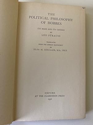 Seller image for The Political Philosophy Of Hobbes: Its Basis and Its Genius for sale by M.S.  Books