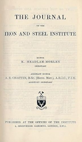 Image du vendeur pour The Journal of the Iron and Steel Institute. Volume 142. 1940, part 2 mis en vente par Barter Books Ltd