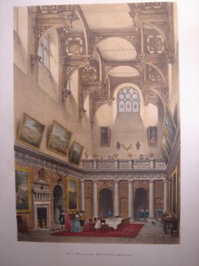 A Fine Original Hand Coloured Lithograph Illustration of The Hall (Interior) Wollaton, Nottingham...