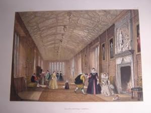 A Fine Original Hand Coloured Lithograph Illustration of The Gallery (interior), Lanhydroc, Cornw...