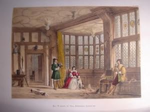 A Fine Original Hand Coloured Lithograph Illustration of The Bay Window in the Hall of Bramhall H...