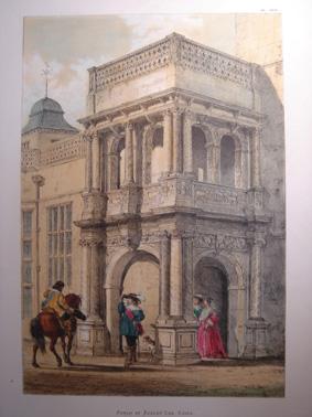 A Fine Original Hand Coloured Lithograph Illustration of The Porch, Audley End, Essex from The Ma...