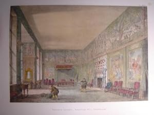 A Fine Original Hand Coloured Lithograph Illustration of The Presence Chamber, Hardwicke Hall, De...
