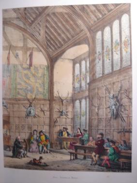 A Fine Original Hand Coloured Lithograph Illustration of The Hall at Ockwells in Berkshire from T...