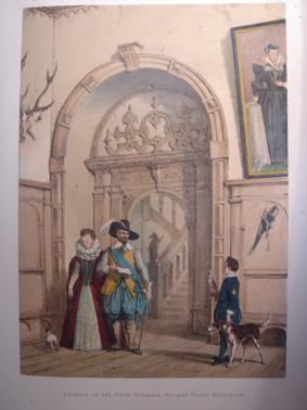 A Fine Original Hand Coloured Lithograph Illustration of The Entrance to the Grand Staircase, Hol...