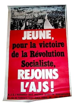 Affiche de années 70 de l'Alliance des jeunes pour le socialisme - JEUNE, Pour la Victoire de la ...