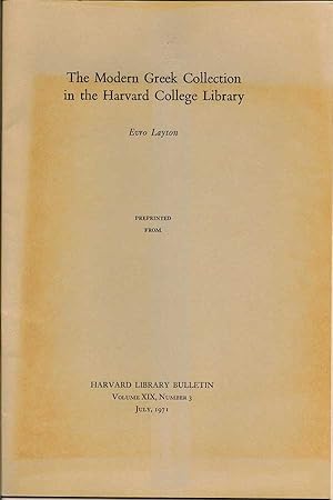 Imagen del vendedor de The Modern Greek Collection In The Harvard College Library a la venta por First Place Books - ABAA, ILAB