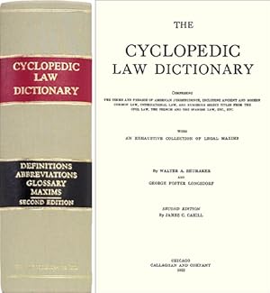 Seller image for The Cyclopedic Law Dictionary Comprising the Terms and Phrases of. for sale by The Lawbook Exchange, Ltd., ABAA  ILAB
